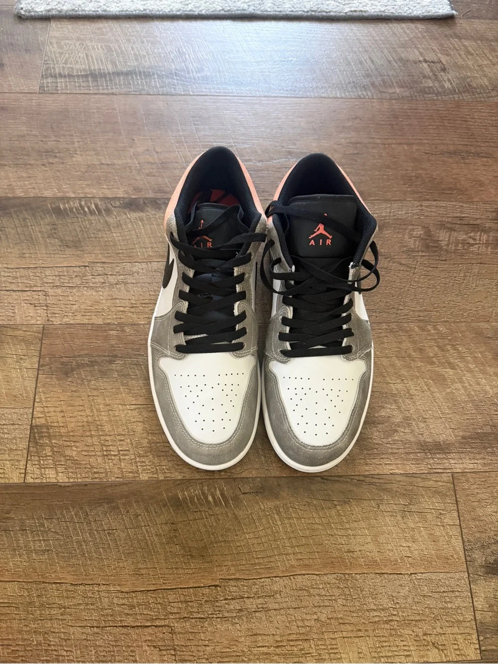 Jordan Men’s Low-Top Sneaker — White, Gray & Peach Suede